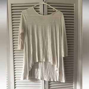 Anthropologie Postage Stamp Striped Top Womens Size M Rayon Stretch Hi Low